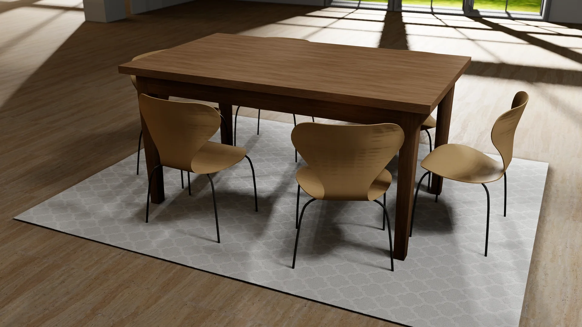 set.a.light 3D previs render of the Farmhouse dining table setup