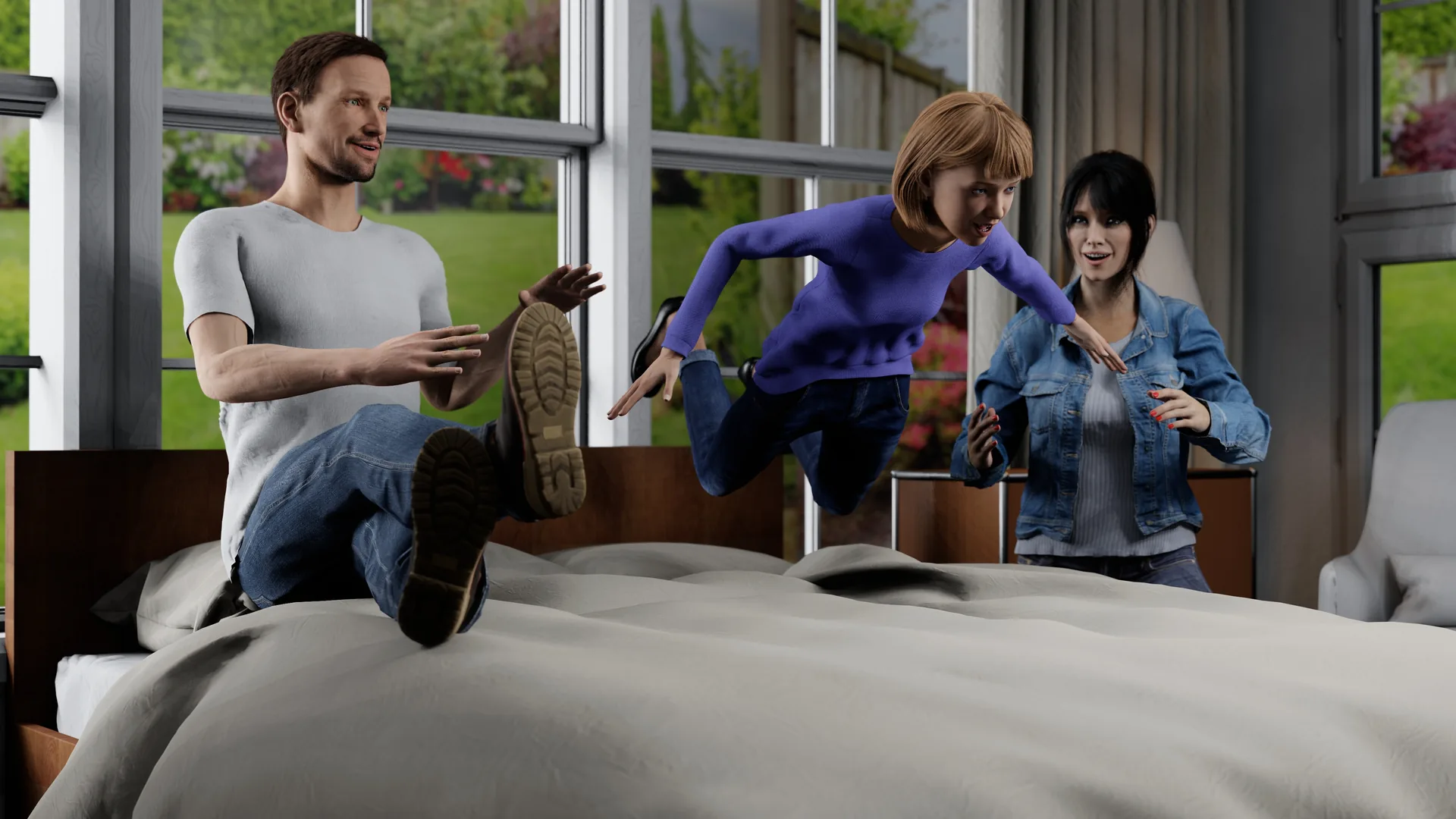 set.a.light 3D previs render of the Luna bed setup